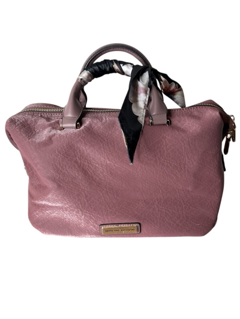 ADRIENNE VITTADINI Mauve Lavender Boston Speedy Style Handbag Shimmer Scarf